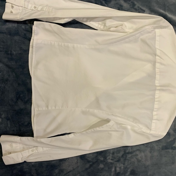 JONES NEW YORK | M | White cotton long sleeve blouse wrap with silver buckle - Picture 6 of 10